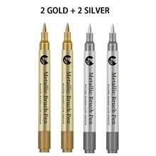 2-6 Buah/Set Spidol Metalik Emas Perak Tahan Air, Spidol Cat dan Tinta untuk Batu, Keramik, Kaca, Kayu, DIY, Seni Grafiti, Lukisan - Set - View 12