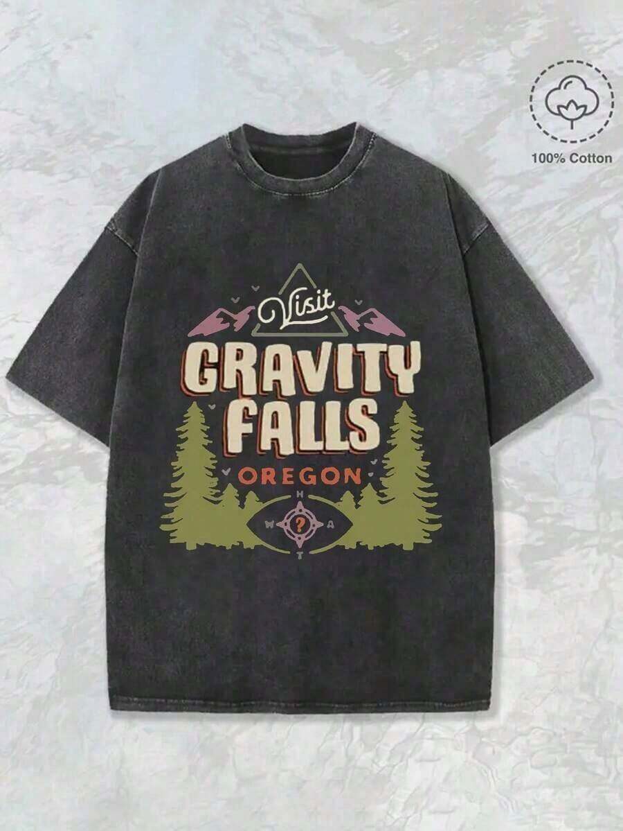 Camiseta de Algodón con Estampado, Camiseta Lavada con Efecto Retro, Camiseta para Hombre Adulto con Estampado, Camiseta Lavada de 230g, Camiseta de Verano de Algodón Estilo Streetwear Y2K, Tallas Grandes para Hombre de S a 3XL, Camiseta de Verano - Negro - Ver 1
