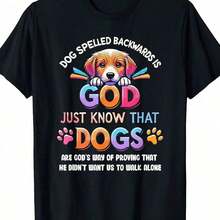 One Fun Black T-Shirt With A Colorful Dog Design And Motivational Phrases That Say "DOG REWARDS ARE ON THE WAY" Across The Top, Featuring A Cute Puppy Illustration And The Words "GOD" And "DOGS" In Vibrant Colors. It's The Perfect Gift For Dog Lovers And Those With Sensitive Minds Alike. Easter Sunday, Clean Design, Fade Resistant, For Adults, Outdoor Activities, 180g 100% Cotton - 黑色 - 查看 7