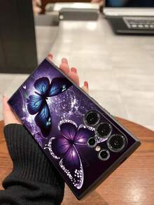 1件裝高級彩色幸運蝴蝶防摔防滑黑色手機保護殼，適用於Galaxy A04e/A05s/A13/A14/A15/A34/A35/A50/A52/A53/A54/S21/S22/S23/S24/S25/S25Ultra，此為2D圖案而非3D圖案 - 黑色 - 查看 7