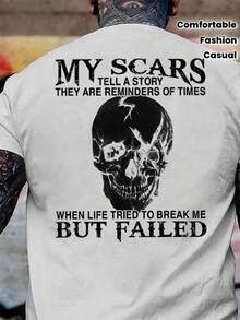 Camiseta de Hombre Talla Grande con Estampado de Calaveras, Cómoda, de Manga Corta, Estilo Vintage, Casual, a la Moda, para Primavera y Verano - 100% Algodón Suave, Verano, Manga Corta, Camiseta de Hombre a la Moda, Camiseta con Estampado de Letras, Cuello Redondo Regular, Tela de Algodón Puro, Cómoda y Transpirable, Lavable a Máquina, Adecuada para Uso Diario y Laboral, Regalo Ideal, Tallas Grandes y Altas - Blanco - Ver 1