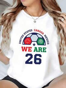 A Symbol Of Unity Between Mexico, Canada, And The United States, Inside A Soccer Ball Representing The Power Of Football And The Brotherhood Between Nations. A Comfortable And Modern 100% Cotton Women's T-Shirt To Show Continental Pride. - 黑色 - 查看 6
