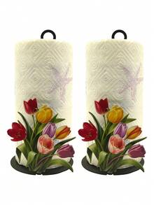 Soporte para caja de pañuelos con diseño floral. Tulipán. Cala. Dispensador decorativo de caja de pañuelos premium. No se requiere perforación, montaje superficial, reutilizable, duradero. Decoración navideña, apto para cocina, baño y fiestas. Construcción de hierro resistente, perfecto para celebraciones festivas. - Multicolor - Ver 16