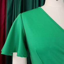 Women's A-Line Casual Dress, New Summer Collection European-American Style, V-Neck And Puff Sleeves - Sabuk Hijau + Sabuk - View 4