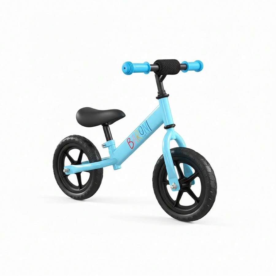 Baroni Toys Bicicleta sin pedales para niños a partir de 3 años, balance bike con manillar y sillín ajustables, ruedas antideslizantes con dibujo, capacidad de carga 45 kg, ideal para el equilibrio y la coordinación, rojo, negro, azul, rosa - Azul - Ver 1