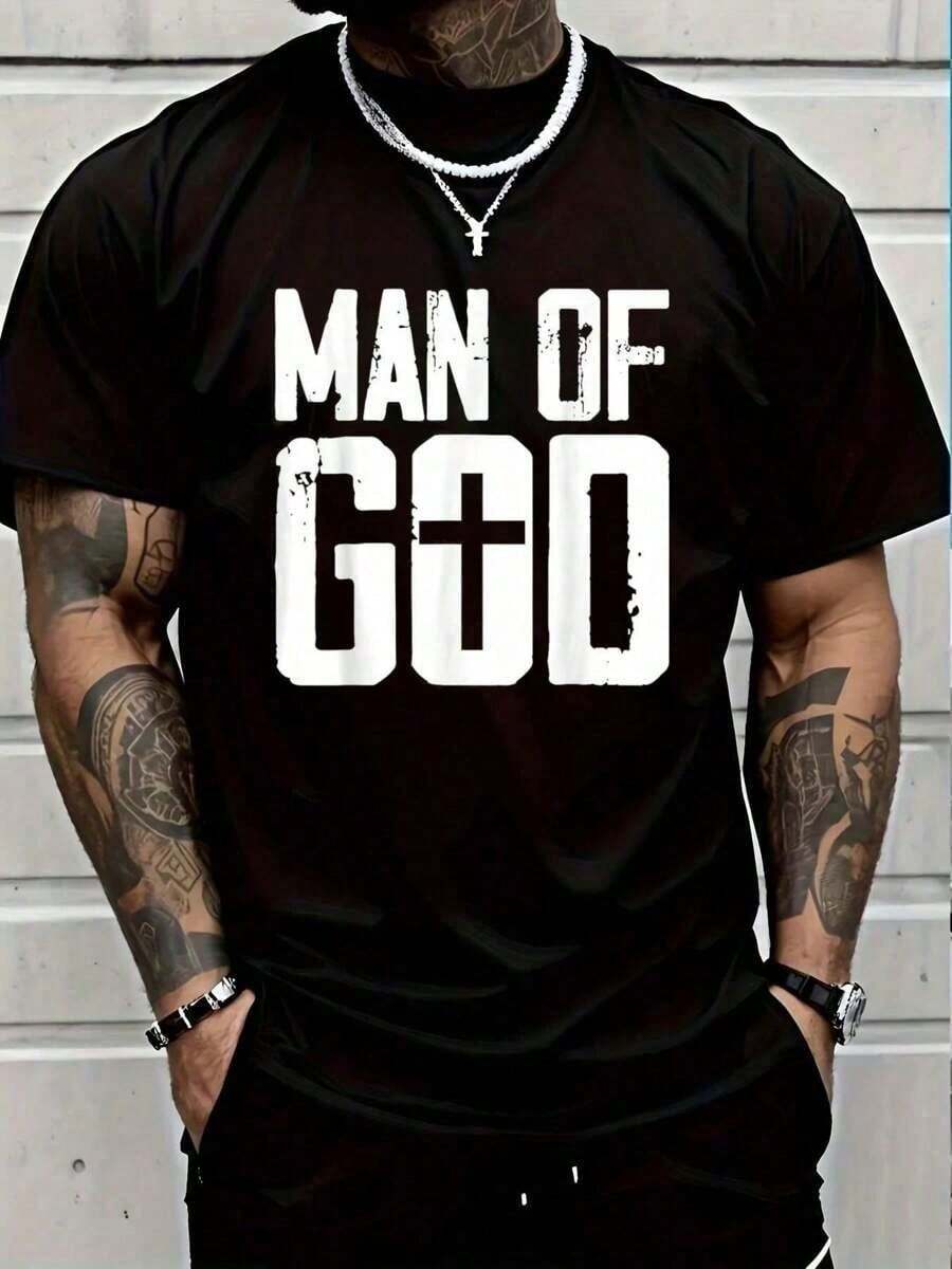 Camiseta 100% Algodón Hombre de Dios Yo Jesús Camiseta Gráfica para Mujeres y Hombres I9MF - Negro - Ver 1