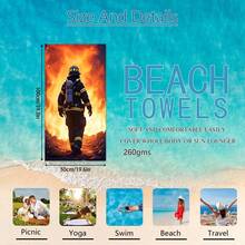 1pc Firefighter Beach Towel, Super Absorbent Oversized Beach Blanket, Suitable For Travel, Swimming Pool, Diving, Surfing, Yoga, Camping, Available In Multiple Sizes, Beach Accessories - Firefighters - View 15