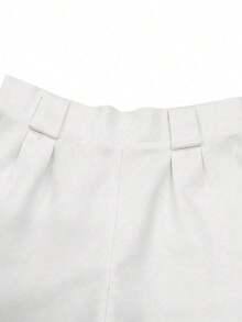 Conjunto casual de vacaciones para mujer de 2 piezas con top ajustado de tirantes cuadrado en color marrón y shorts de pierna ancha elásticos en la cintura en color blanco, diseño de moda francés elegante primavera/verano 2026 - Multicolor 4 - Ver 3