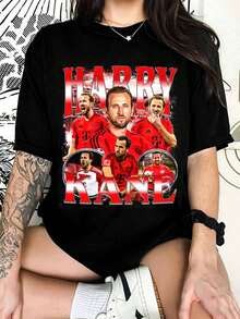 Harry Kane T-Shirt - Custom Vintage Design, High-Quality T-Shirt, Gift For English Football Fans, Adult And Children's Sizes - Black - View 1