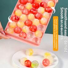 1pc 33-Cavity Blue Round Ice Cube Tray With Lid, Ice Ball Maker For Home Refrigerator, Suitable For Household & Office Use - Blue - View 1
