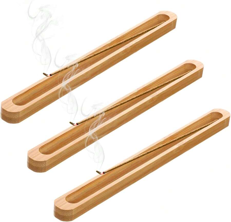 3pcs Bamboo Incense Holder With Adjustable Angle Ash Catcher 9 Incense Burner For Meditation Yoga Home Decor Aromatherapy Spiritual Gift Relaxation Stick Incense Holder - 3pcs - View 1