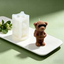 Cool Fashion Glasses Hoodie Teddy Bear Silicone Candle Mold, Reusable Non-Stick Easy Demold Bear Molds For DIY Aromatherapy Candle Soap Resin Casting Epoxy Clay Handmade Craft Home Tabletop Decor Birthday Holiday Gift - Bear Mold-91411 - View 1