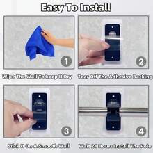Bộ 2/4 móc treo khăn trong suốt không cần khoan, móc dán chắc chắn cho phòng tắm, giá treo rèm tắm chống thấm nước, dụng cụ sắp xếp đồ đa năng. - giá đỡ thanh rèm - Xem 9
