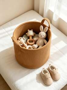 1pc Baby Room Storage Basket, Cotton Rope Basket, Portable, For Baby Clothes & Toys Storage - Multicolor - View 3