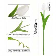 Bó hoa tulip trắng giả, trang trí nhà cửa/văn phòng/đám cưới/lễ hội. - trắng - Xem 8