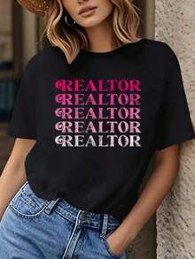 Camiseta de agente inmobiliario para mujer - Negro - Ver 7