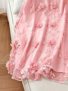 Falda de sirena con parches de malla bordada elegante para mujer - Rosa Pálido - Ver 3