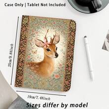 1个可爱小鹿花卉图案翻盖平板电脑保护套，带笔槽，适用于A9/A9+/S9/S9FE、A16 2025、荣耀、Matepad等热门机型，具备自动休眠/唤醒功能，适合作为返校季、情人节、节日礼物。 - 彩色 - 查看 2