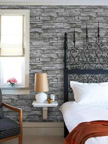 1sheet 100*40cm Adhesive Wallpaper Sticker, Retro Brick Pattern Waterproof Home Wall Decoration For Living Room,Renovation Stickers Peel Wall Panels,Wall Paper, Wallpapers,Spring Decoration Items Refresh Your Home,Rama Decoration Stickers - Grey - View 7
