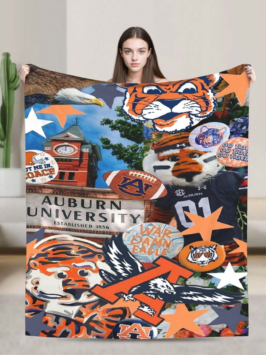 Auburn Merch Tigers Throw Blanket Warm Blankets Breathable Air Conditioner Blanket For Car Classic Outdoor Blankets For Picnic For All Season - Black - View 1