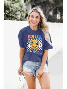 Playera "Bruh We Back First Day of School" para mujer, playera de regalo para maestros para regresar a clases. - Azul - Ver 5
