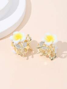 2pcs Alloy Tulip & Pearl Small Hair Clips Summer Hair Accessories Vacay Claw Clips - Multicolor - View 6