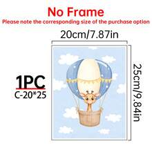 1/3件套野生动物热气球儿童房墙画，帆布墙画海报，适用于房间家居装饰，美观实用，可选画框，房间装饰用品，墙面装饰，卧室装饰，婴儿房装饰，客厅装饰，办公室装饰 - 彩色 - 查看 21