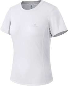 PioneerCamp-playeradeportivademangacortaparamujer, de secado rápido, cuello redondo, para gimnasio, yoga, running - Blanco - Ver 7