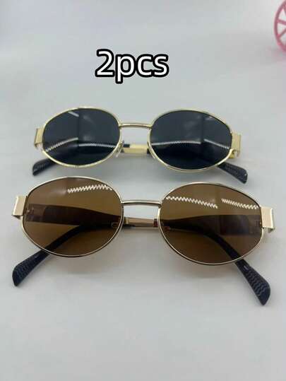 1/3 piezas Gafas de moda decorativas de metal redondo retro de alta gama, unisex, de estilo veraniego