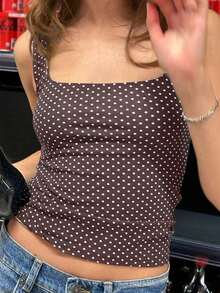 Camiseta de tirantes de punto a rayas rosa, estilo Y2K, diseño sin mangas adecuado para la playa, el transporte y el uso casual en verano - Marrón - Ver 6