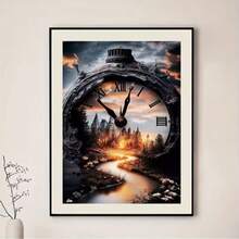 1pc New 5D DIY Diamond Painting Kit - Time And Secret Theme, Full Round Diamond Mosaic Artwork Without Frame, Creative Home Office Wall Decor, Christmas Gift - View 3