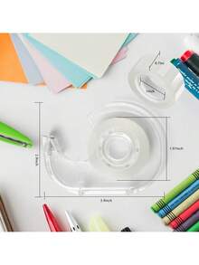 1pc Transparent Tape Dispenser, Includes Transparent Tape And Dispenser, Bulk Pack Office Tape Rolls Dispenser For Crafting, Gift Wrapping, Repairs, Home And School - One Size Fits All - View 3