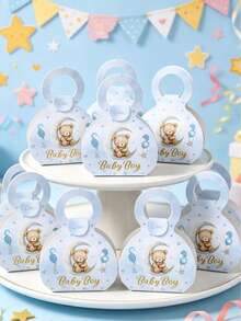 12pcs Blue Teddy Bear Gift Boxes With Handles, Candy Boxes, Teddy Bear Party Favor Boxes, Gift Bags, Baby Shower Party Favor Boxes, Product Boxes, Boy's Birthday Decorations, Birthday Gift Packaging Supplies, Teddy Bear Birthday Party Decorations, Birthday Gift Boxes, Kitchen Packaging, Baby Shower Decorations, Gender Reveal Decorations, Birthday Gifts, Party Favor Boxes - Blue Bear - View 3