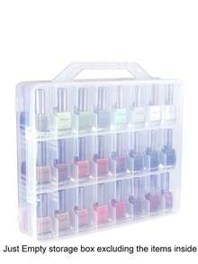 1 Peça Caixa de Armazenamento de Esmalte de Unha, Adequada para 48 Frascos, Suporte de Esmalte de Unha em Gel de Dois Lados, Com Placa Divisória Ajustável - Retângulo - Visão 9