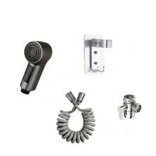 Toilet Companion Handheld Spray Gun Set, Bathroom Cleaning Tool! Booster Dual-Mode Water Flow + One-Touch Stop, Retractable Spring Hose Saves Space, Brass Angle Valve Diverts Water No Plumbing Modification, Wall Mount Bracket For Storage, Convenient For Toilet/Crevices/Pet Washing - Multicolor - View 9
