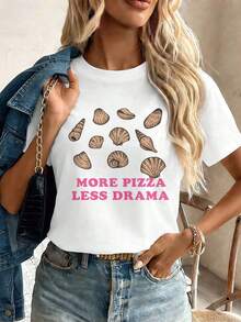 Camiseta gráfica de verano para mujer, estampado casual de otoño, tela premium, cuello redondo, corte relajado, cómoda, estilo urbano hip-hop-vintage, unisex, holgada, de algodón, manga corta, cuello redondo. - Blanco - Ver 1