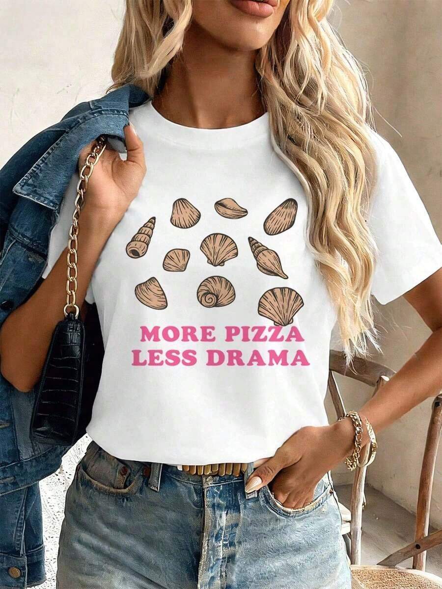 Camiseta gráfica de verano para mujer, estampado casual de otoño, tela premium, cuello redondo, corte relajado, cómoda, estilo urbano hip-hop-vintage, unisex, holgada, de algodón, manga corta, cuello redondo. - Blanco - Ver 1