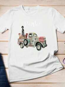 Women's Graphic T-Shirts, Casual Summer, Fun, Dragonfly Print, Short Sleeve, Cute T-Shirts, Urban Vintage Style, Unisex, Loose Fit, Cotton, Short Sleeve And Round Neck. - 白色 - 查看 9