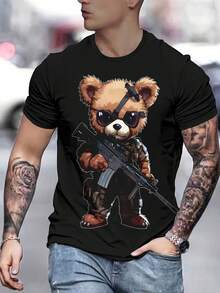 Camiseta de moda para hombre con estampado 3D Hasna Novel - Negro - Ver 2