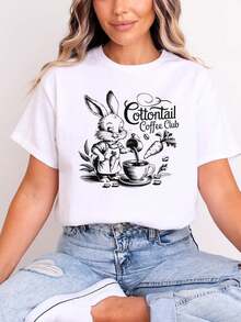 Cottontail Coffee Club T1S1Hirt R Bunny Graphic T1EE - White - View 2