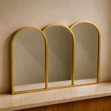 GAON. Espejo Decorativo de Pared Moderno Minimalista Triple Arco Ideal para Sala Baño Comedor Dormitorio Oficina e Interiores 91.5 CM - Plateado - Ver 7