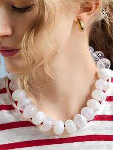 1 chiếc vòng cổ hạt nhựa màu sắc rực rỡ phong cách Bohemian, vòng cổ hạt lớn, toát lên vẻ sang trọng, phù hợp cho phụ nữ đeo hàng ngày và đi nghỉ hè. - Nhiều màu - Xem 7
