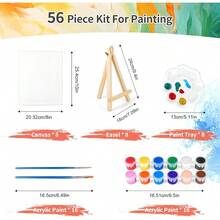 8Pack Painting Supplies Kit For Adults, 8 * 10In Canvas Boards With Easel Stand, Acrylic Paint Set, Artist Paint Brushes Set, Paint Trays, Sip And Paint Kit - set - View 2