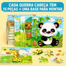 Quebra Cabeça Infantil De Madeira Pedagógico Jogo Educativo Bebê Coordenação Motora Fina - FAZENDA - Visão 5