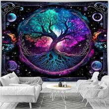 1pc Bohemian Style Tree Of Life Pattern Tapestry, Modern Polyester Square Decorative Wall Hanging Suitable For Living Room And Bedroom - Multicolor - View 6