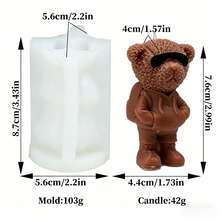 Cool Fashion Glasses Hoodie Teddy Bear Silicone Candle Mold, Reusable Non-Stick Easy Demold Bear Molds For DIY Aromatherapy Candle Soap Resin Casting Epoxy Clay Handmade Craft Home Tabletop Decor Birthday Holiday Gift - Bear Mold-91411 - View 9