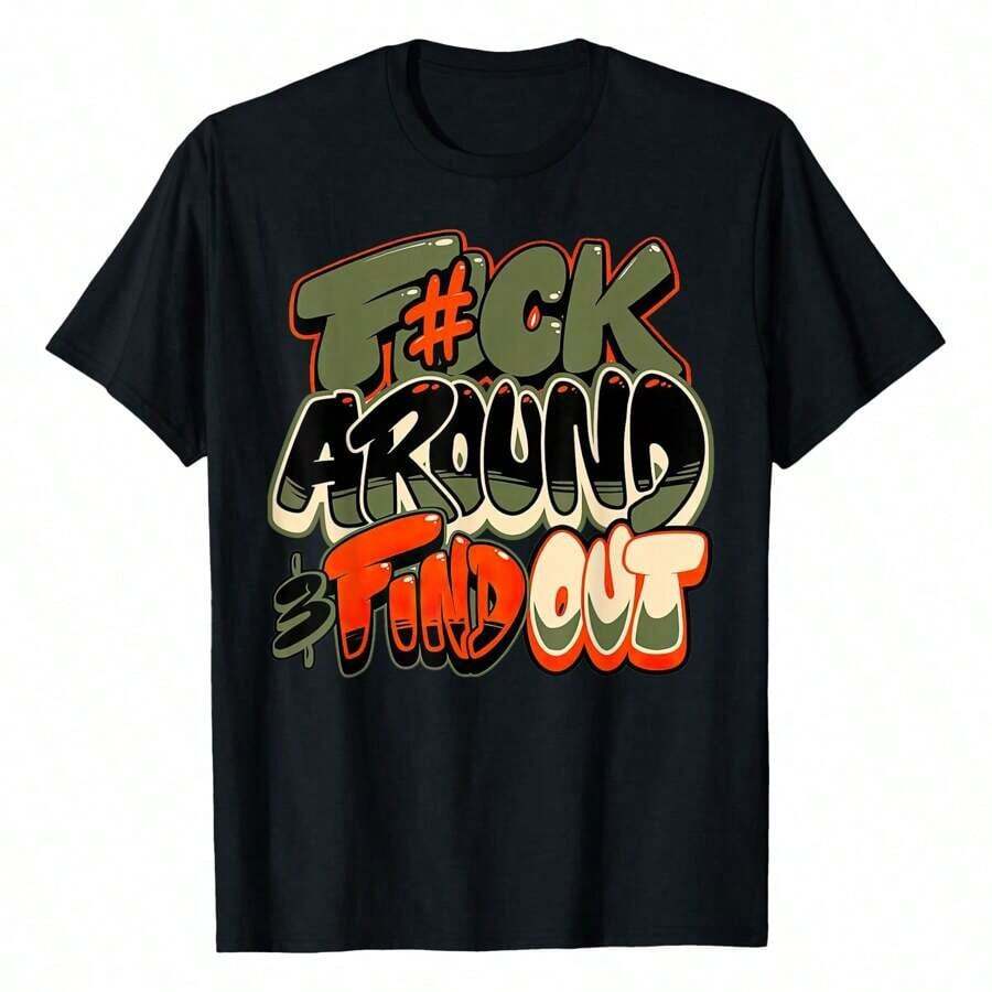 1 Piece Of Women's Fashion T-Shirt, Solar Orange Military Style, Super Soft And Breathable, Comfortable Fit, Versatile Style For Everyday Wear, Suitable For All Seasons. 180g 100% Cotton, Designs Are Fully Printed. Unisex. - 黑色 - 查看 1