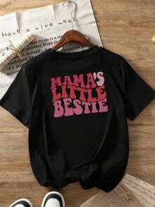 Camiseta de Mujer "La Mejor Amiga de Mamá" - Conjunto a Juego para Mamá e Hija (Frente y Espalda) - Negra con Letras Rosas - Regalo Casual para el Día de la Madre y Uso Diario - Camiseta Suave para Mamás e Hijas - Ropa de Primavera/Otoño/Verano, Camisetas para Mamá, Ropa de Primavera/Verano, Camiseta con Diseño Divertido, Camiseta de Ajuste Cómodo, Conjunto para Hija, Top, Material Transpirable, Camiseta de Manga Corta, Camisetas Familiares Y2k - Blanco - Ver 2