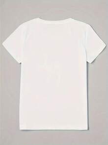 Tela de punto de poliéster - No hay familia como la que tengo - Camiseta con estampado de letras y gráficos del alfabeto para mujer, cuello redondo casual, manga corta, cómoda para todas las estaciones. - Blanco - Ver 3