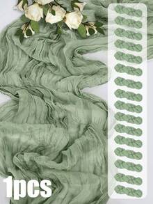 紗布桌旗 鼠尾草綠波西米亞風薄紗桌旗 鄉村風婚禮裝飾 適用於新娘派對、生日派對、嬰兒洗禮、感恩節聖誕節節日晚餐、居家廚房餐桌裝飾 5 種尺寸可選 10/6/3/1件 - 起司布 - 查看 12
